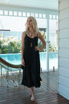 Barbados Carmen Dress from Island Jade- Black M/L