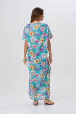 Aqua Floral Kaftan dress- LIMITED COLLECTION