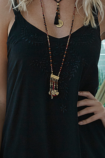 Barbados Carmen Dress from Island Jade- Black M/L