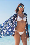 Starfish print Sarong- Pareo in Navy