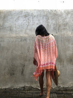 Salmon Printed Poncho or Coverup ( Sequinned) - LIMITED COLLECTION