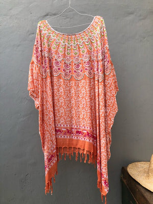 Salmon Printed Poncho or Coverup ( Sequinned) - LIMITED COLLECTION