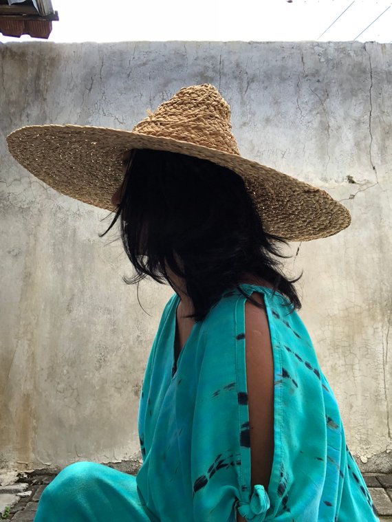 Open Shoulder Deep Green Tie Dye MIDI Kaftan - LIMITED EDITION